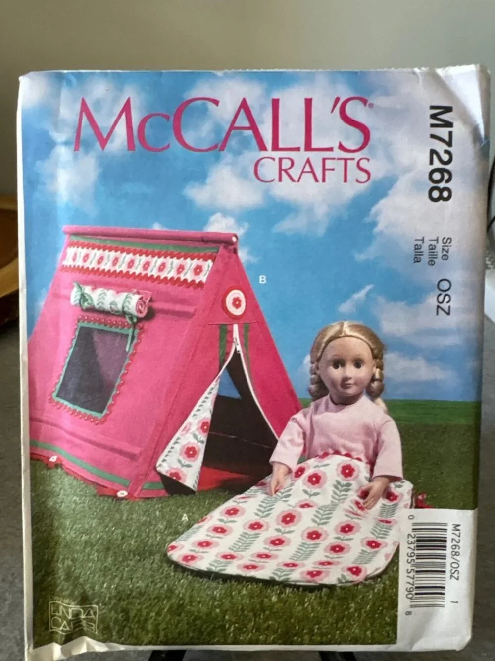 McCalls Crafts M7268 Doll Sleeping Bag Tent Sewing Pattern Uncut 2015